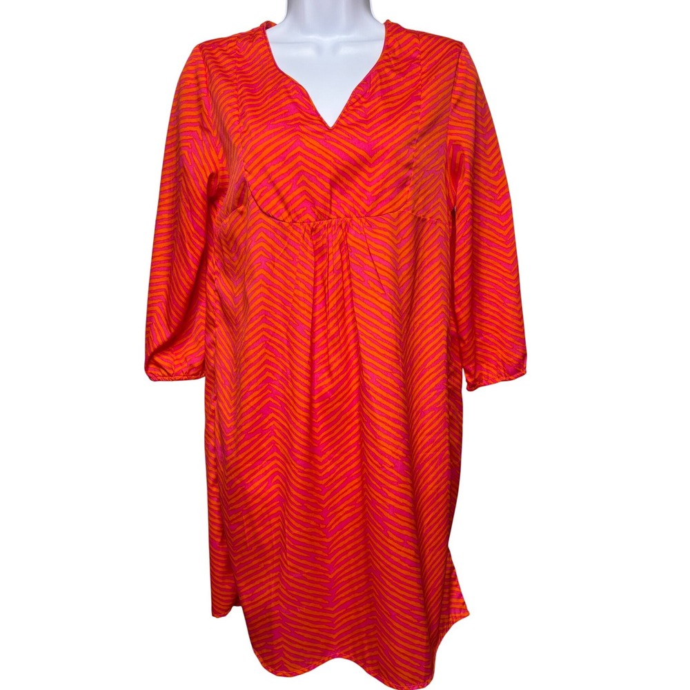 BUCKHEAD BETTIES Womens Pink Orange Zebra Tunic Dress S Empire Waist Tropical